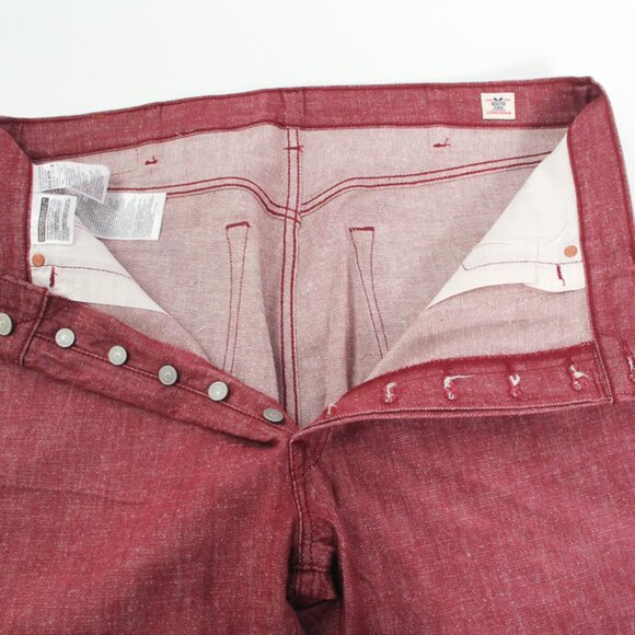 Levis Levi Strauss White Oak Cone Denim 501 Burgundy Red Dungarees Jeans, 40x32 - Picture 6 of 12
